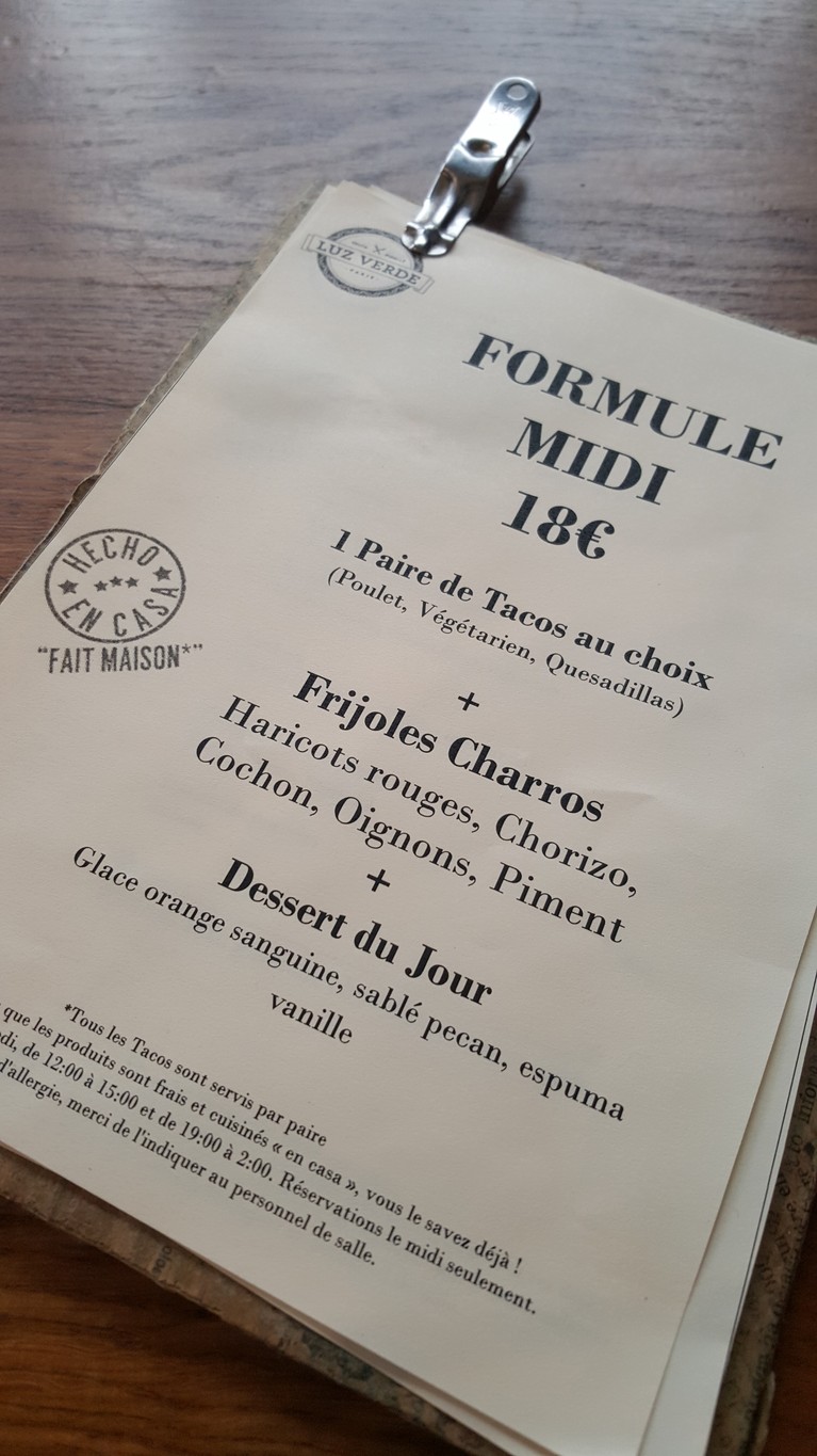 Luz Verde menu 2