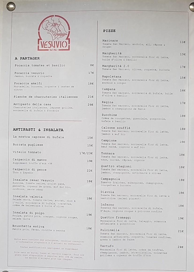 Pizza Vesuvio menu 1