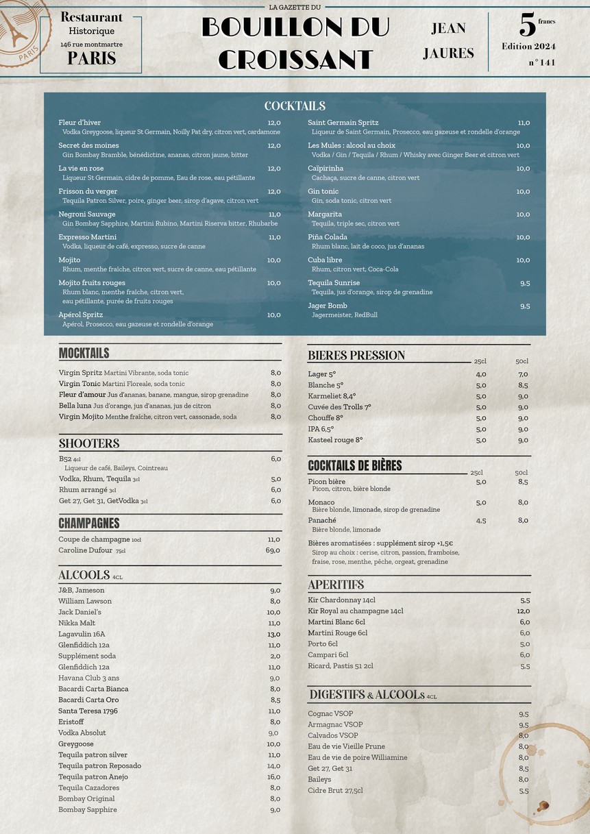Le Bistrot du Croissant menu 2