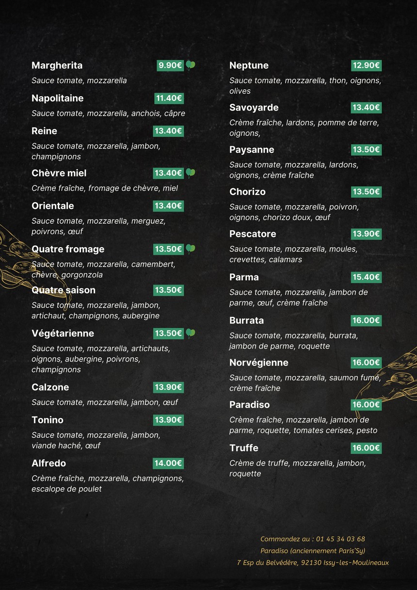 Paris'sy menu 2