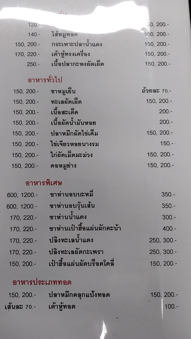 ร้านอาหารนายโซว menu 1