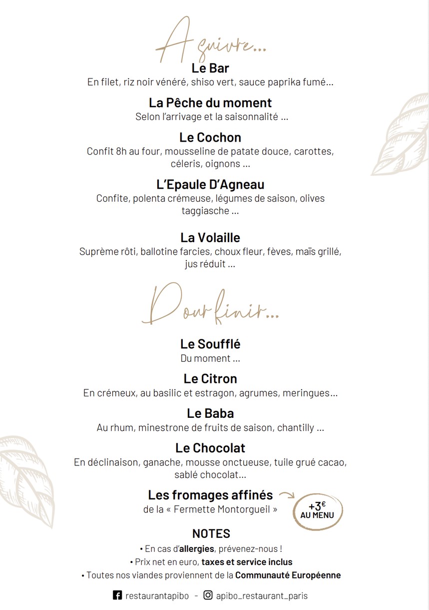 L’Apibo menu 2