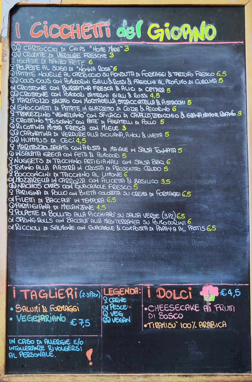 L’Ombralonga dal Veneziano menu 1