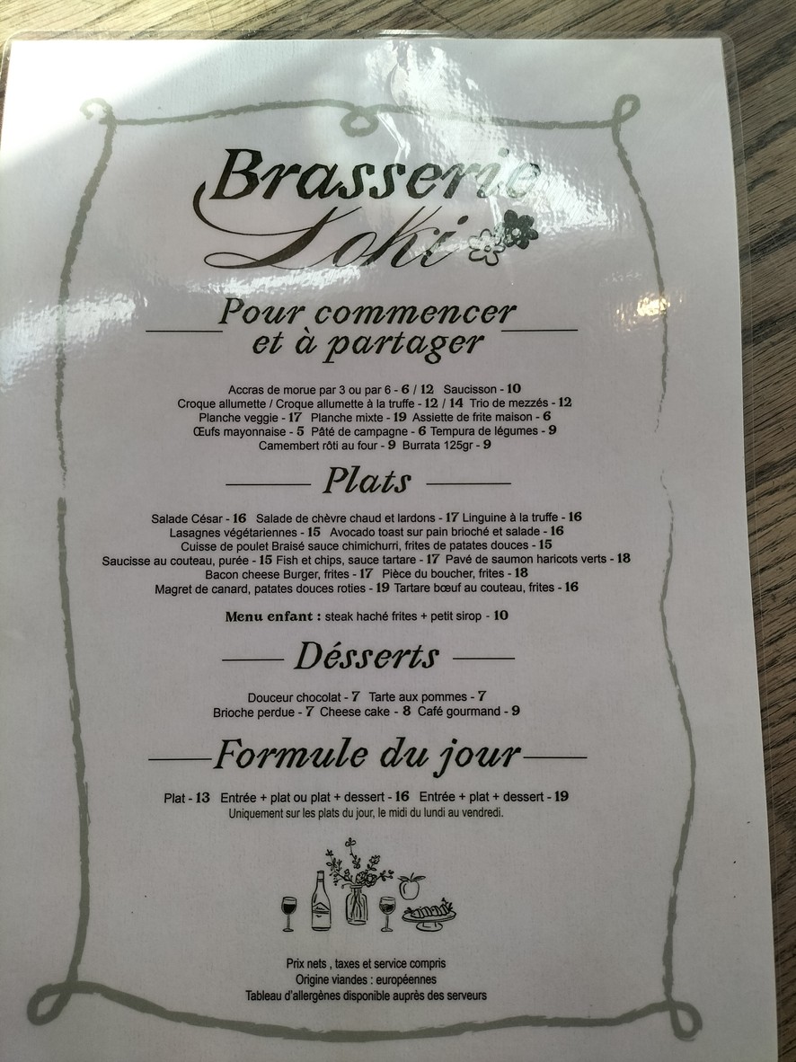 Les Tonneaux menu 1