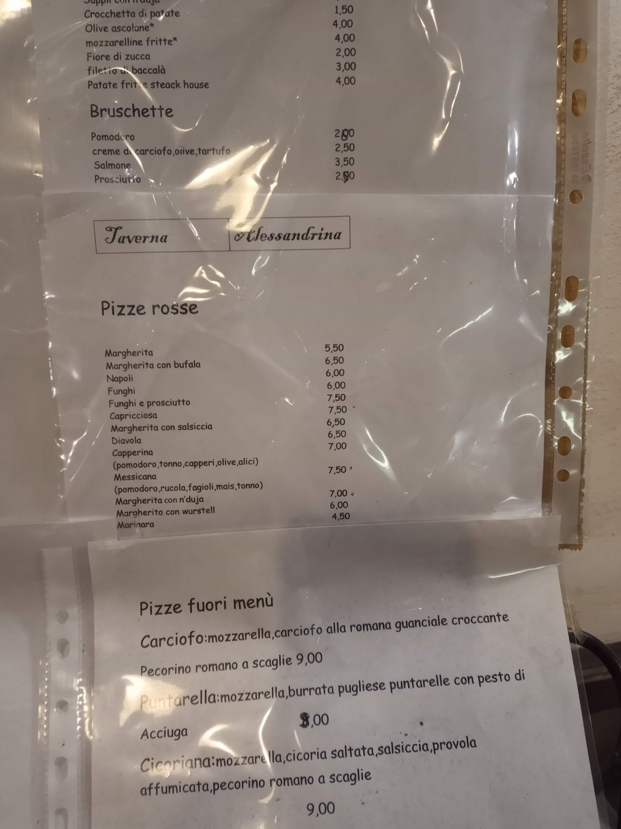 Taverna Alessandrina menu 1