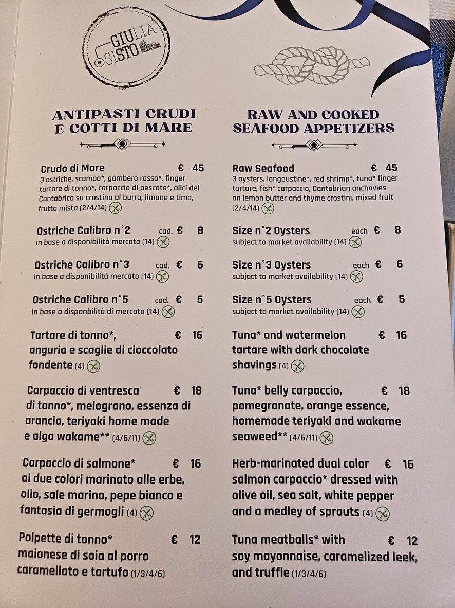 Giulia&Sisto Roma Terrazza San Clemente menu 1