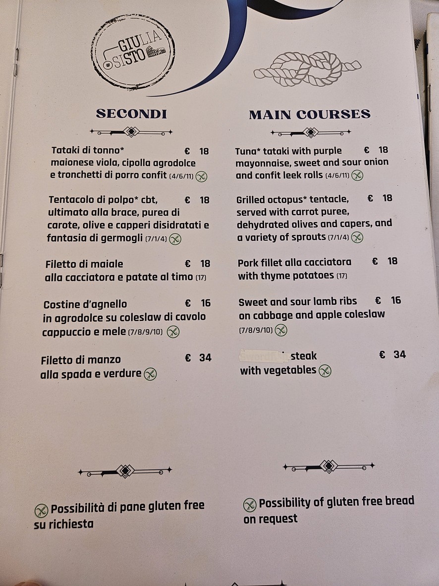 Giulia&Sisto Roma Terrazza San Clemente menu 2