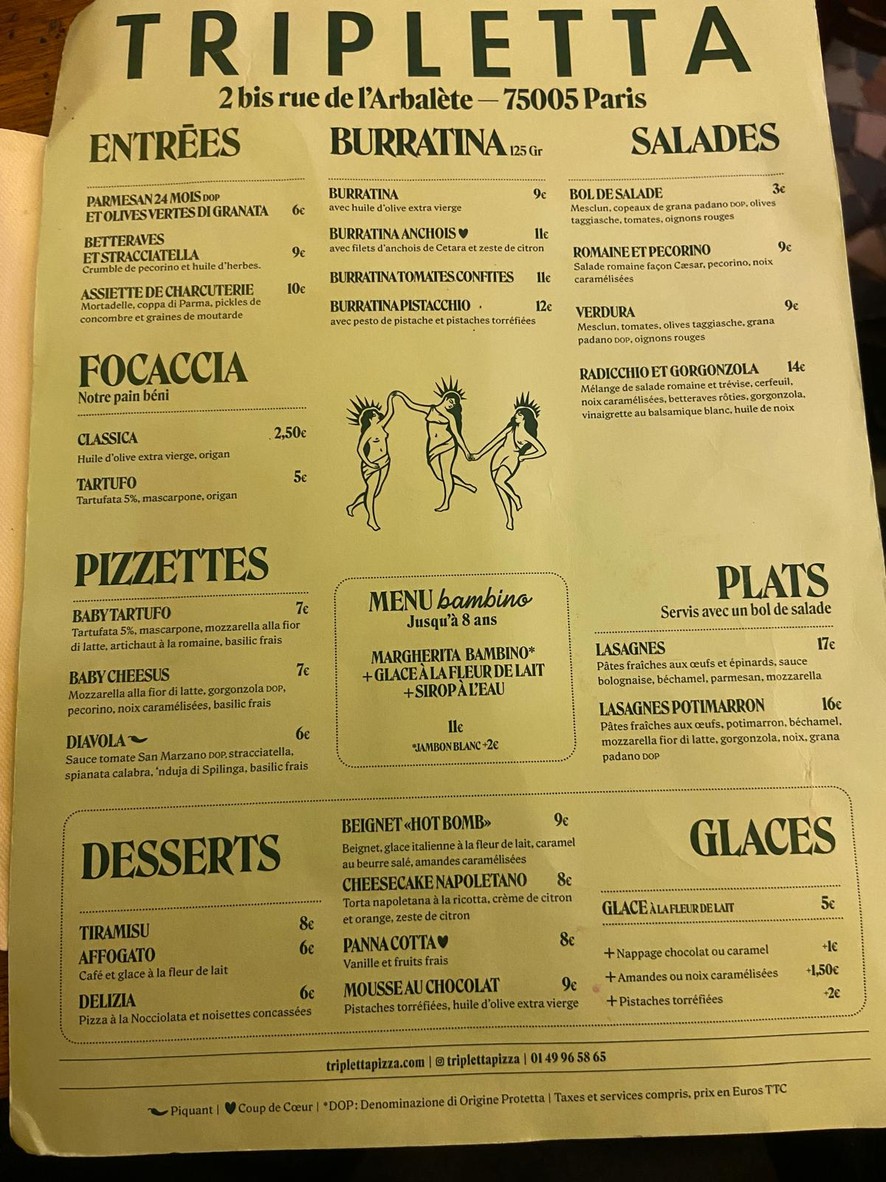 Pizzeria Tripletta menu 1