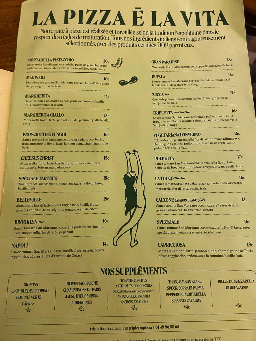 Pizzeria Tripletta menu 2