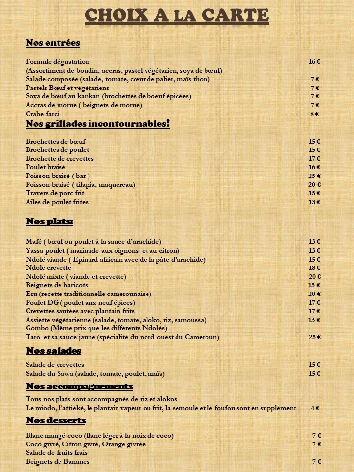 Le Sawa menu 2