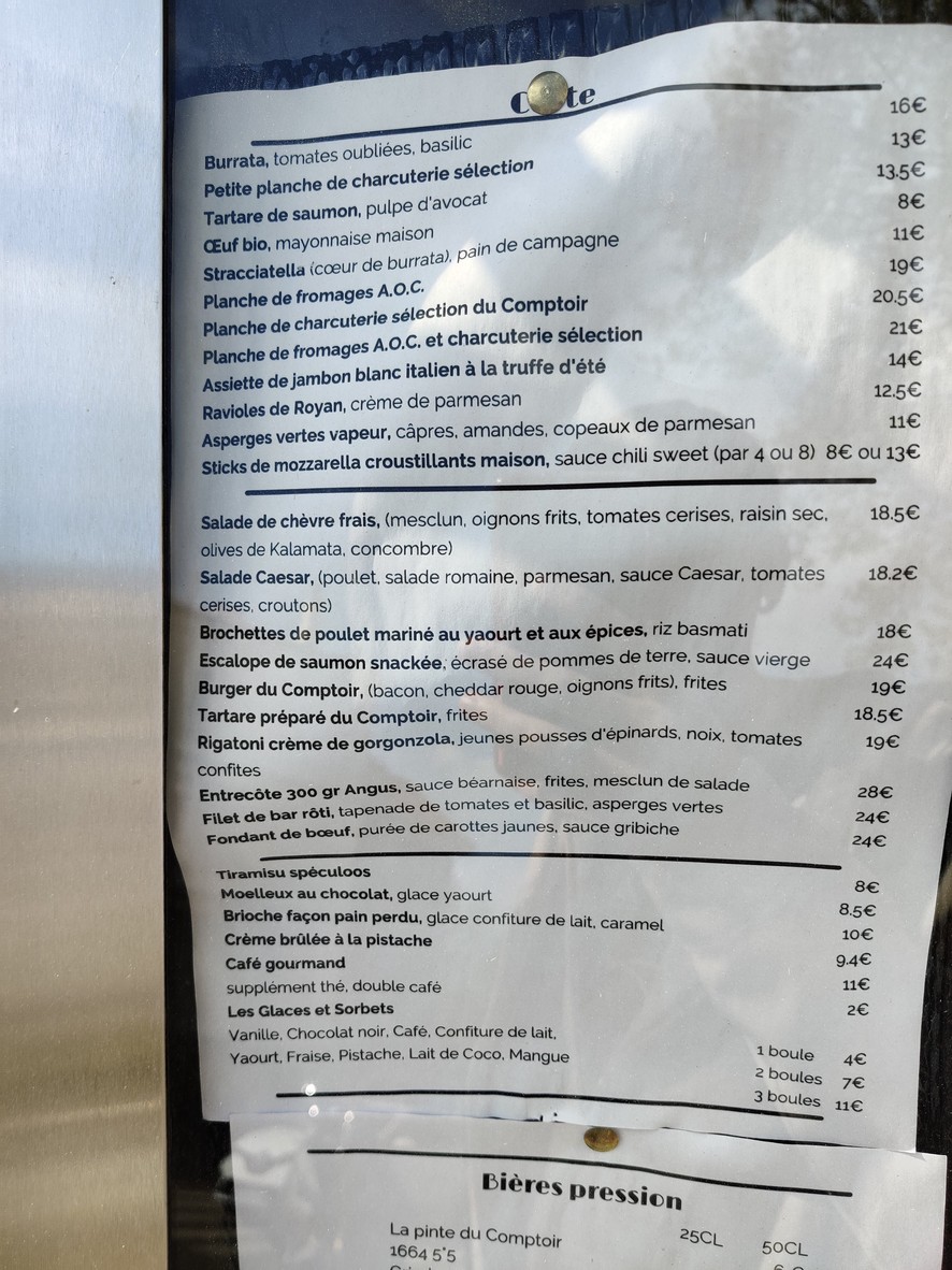 Le Comptoir Saint-Cloud menu 1