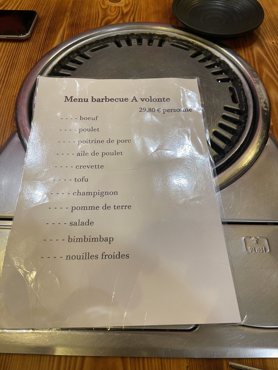 City Barbecue coréen menu 2