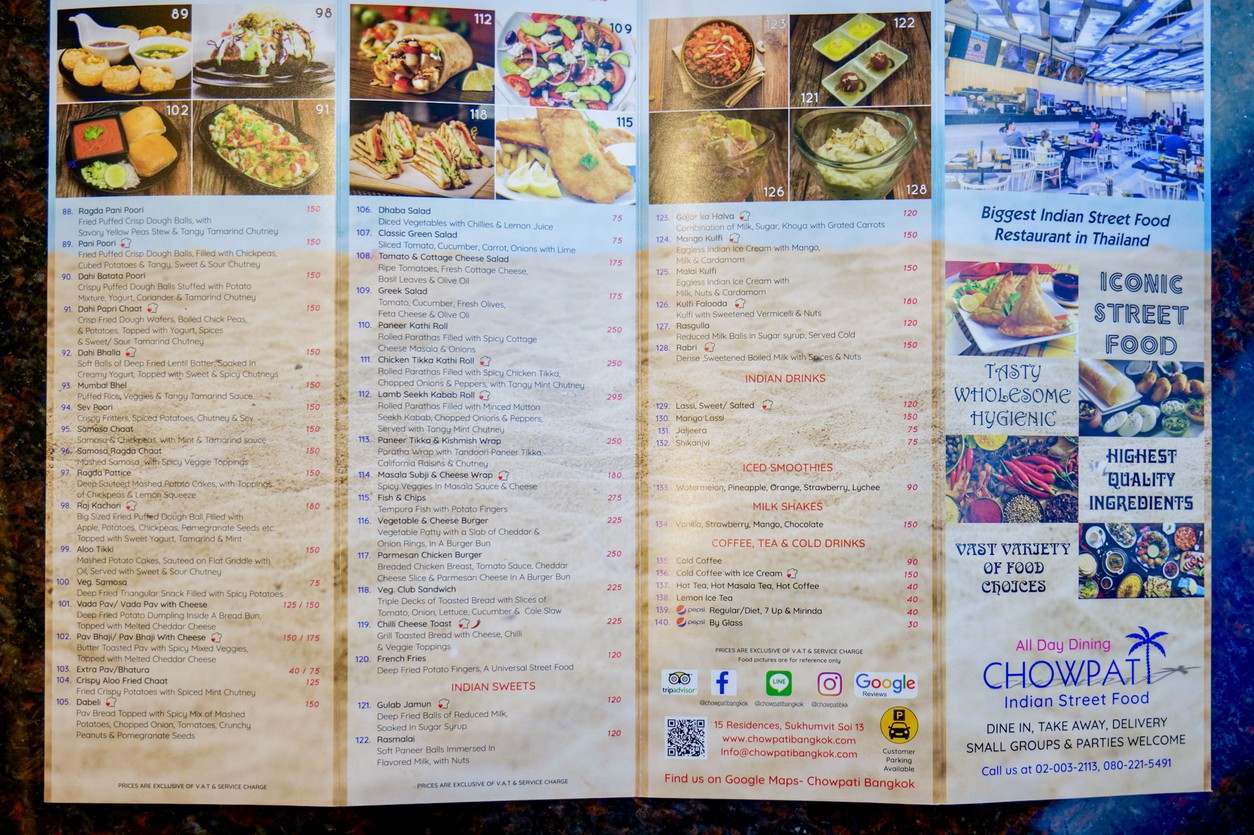 Chowpati Indian Street Food - Indian Restaurant Bangkok menu 2