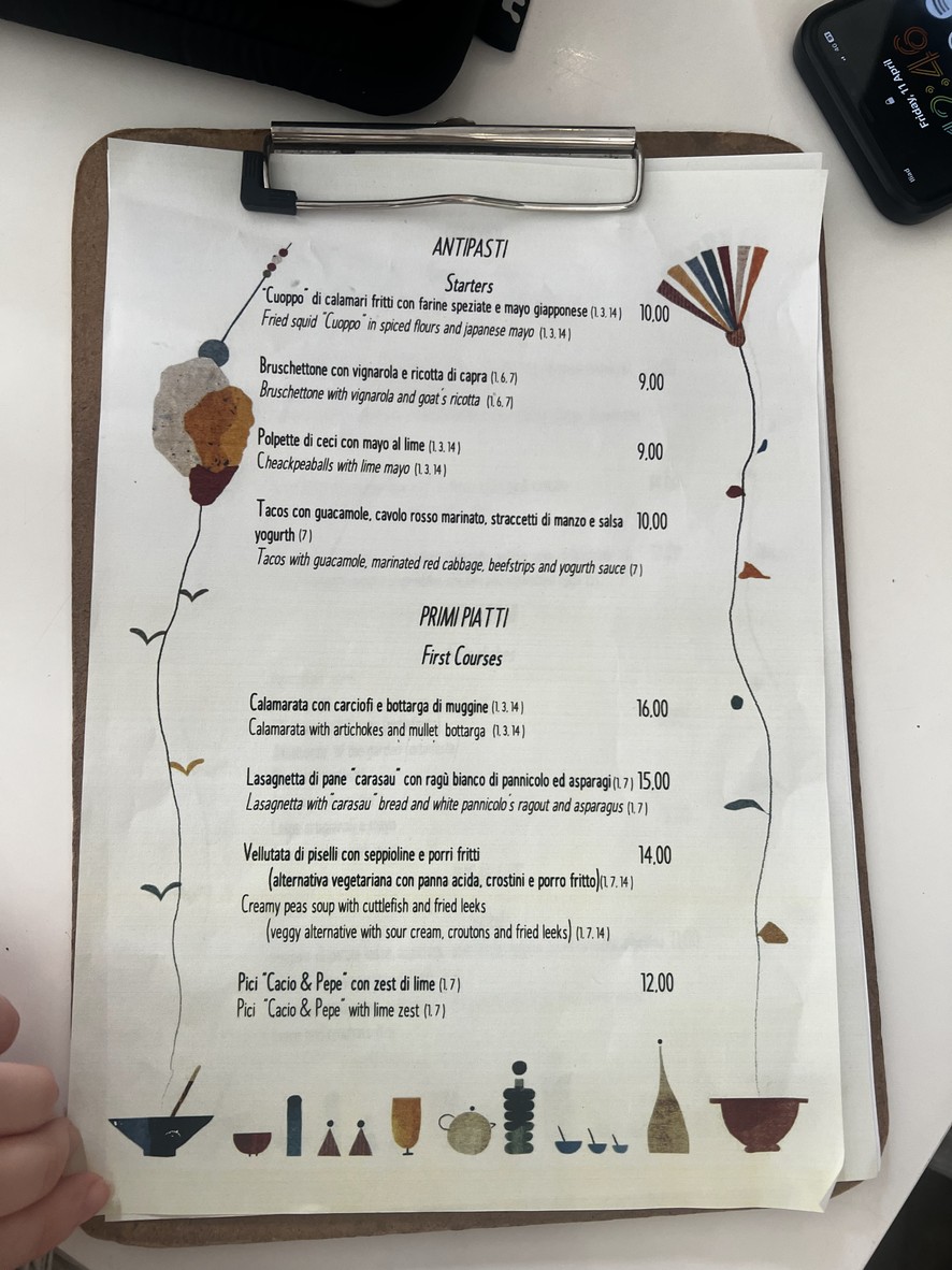 Materia Cafe menu 1