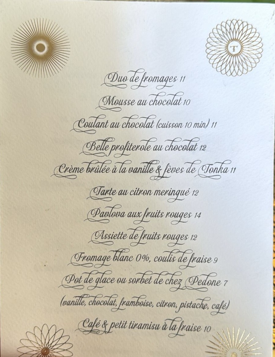 Le Tournesol 16e menu 2