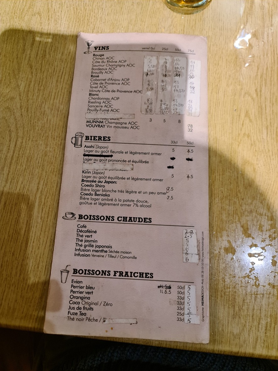Saveurs de Tokyo menu 2