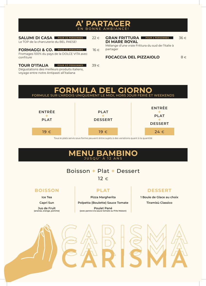 𝐂𝐀𝐑𝐈𝐒𝐌𝐀 • 𝐏𝐢𝐳𝐳𝐞𝐫𝐢𝐚 & 𝐂𝐮𝐜𝐢𝐧𝐚 𝐈𝐭𝐚𝐥𝐢𝐚𝐧𝐚 • menu 2