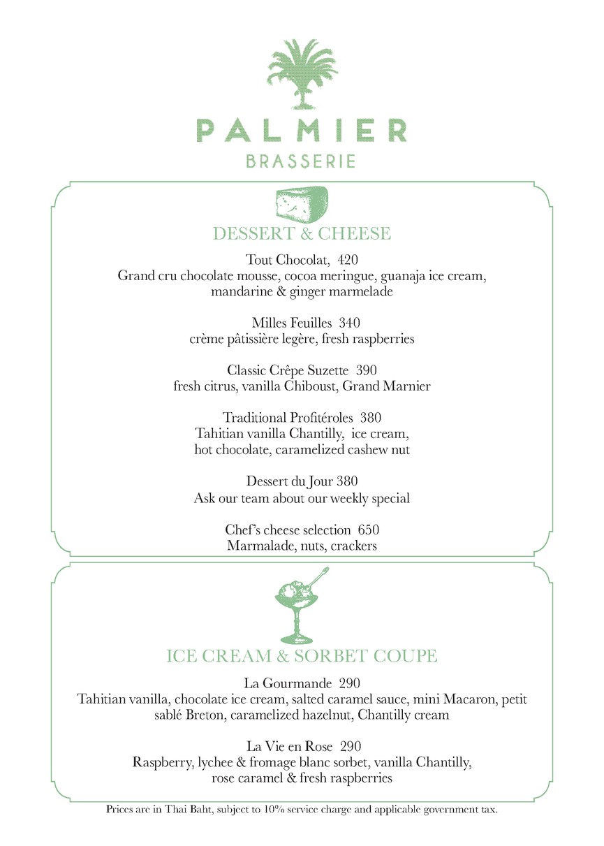 Palmier by Guillaume Galliot menu 2