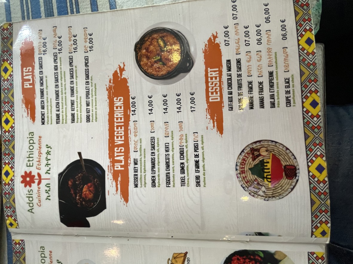 Addis Ethiopia menu 2