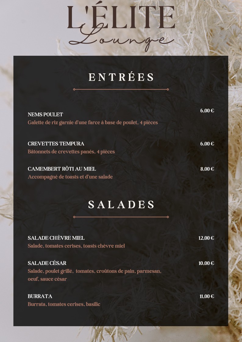 L'Élite Lounge menu 1