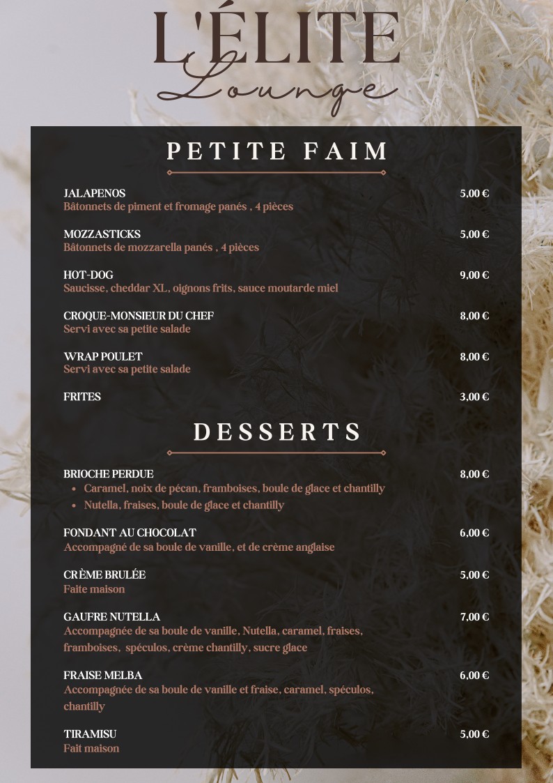 L'Élite Lounge menu 2