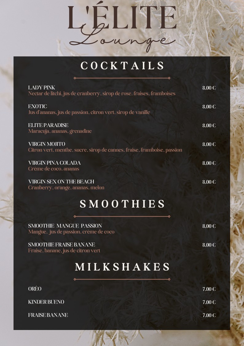 L'Élite Lounge menu 3