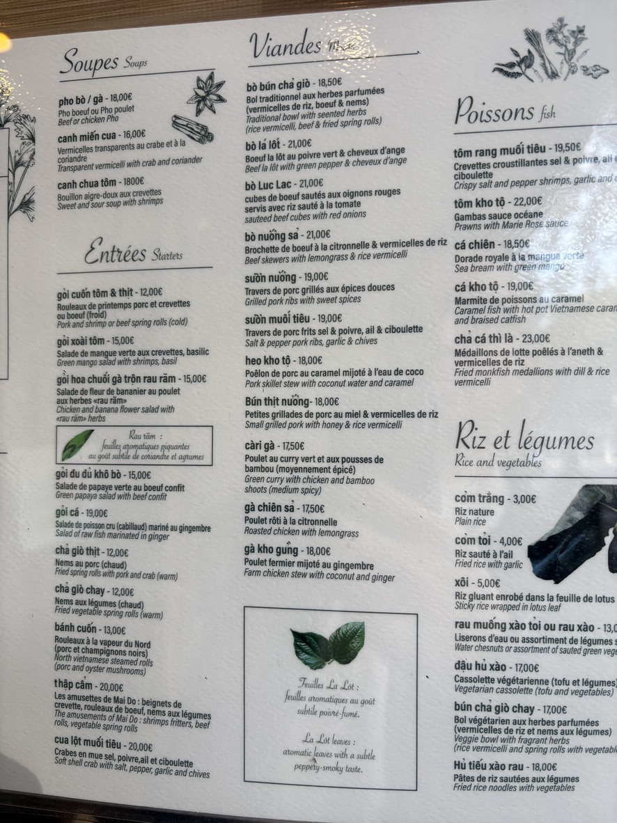 Restaurant Mai Do menu 1