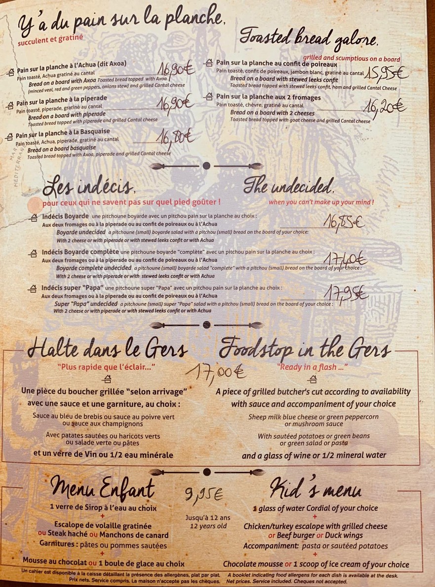 Chez Papa 13 menu 2