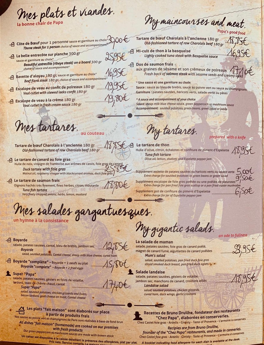 Chez Papa 13 menu 3