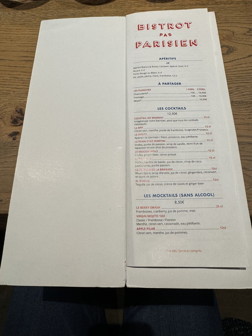 Chez Mimi - Bistrot Pas Parisien menu 1