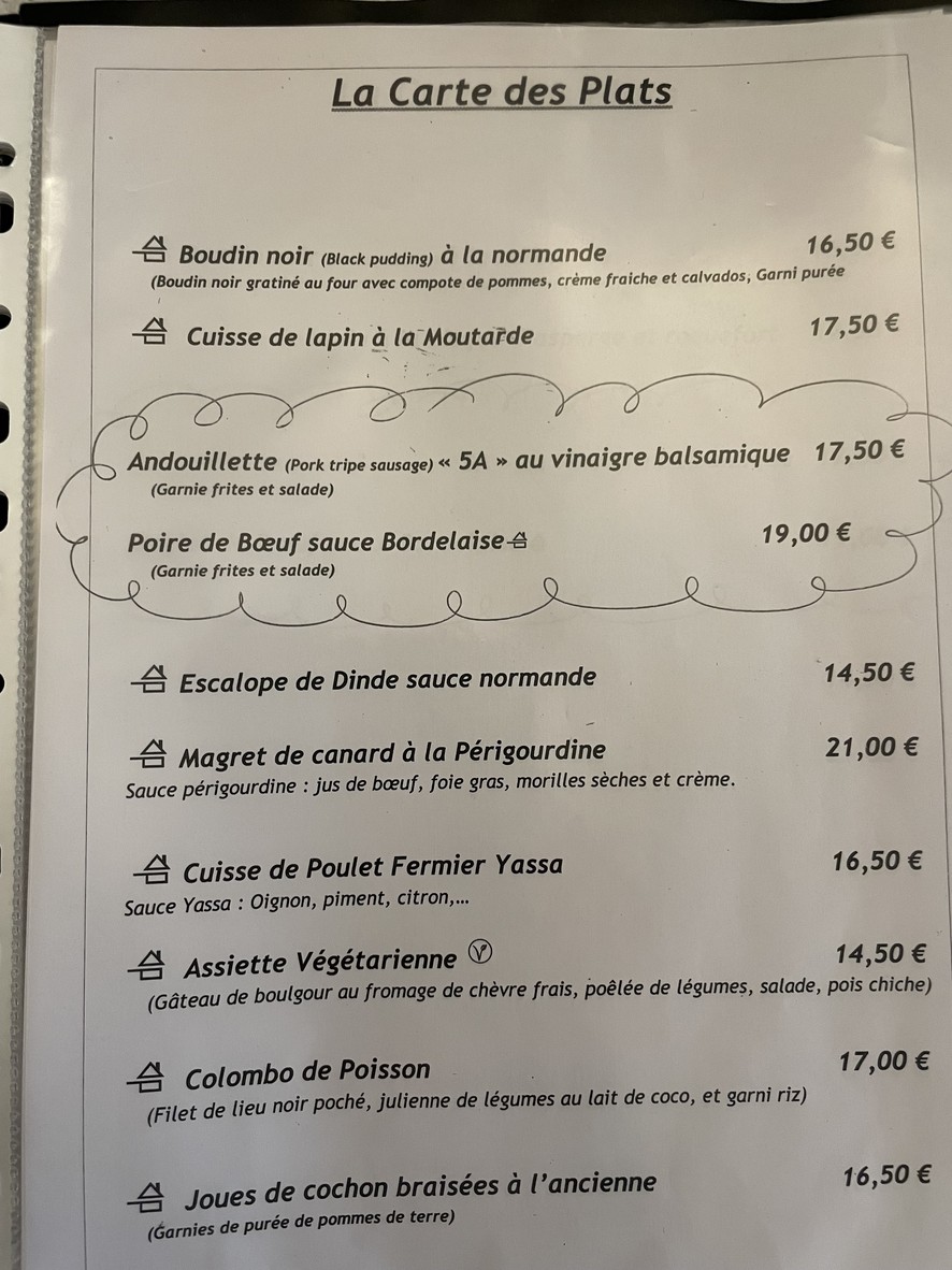 Le Temps des Cerises menu 2