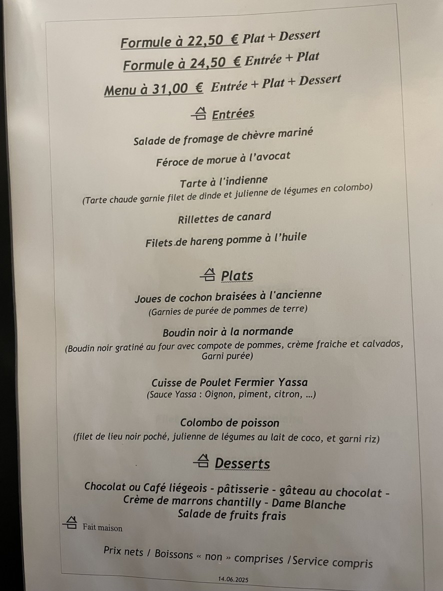 Le Temps des Cerises menu 3