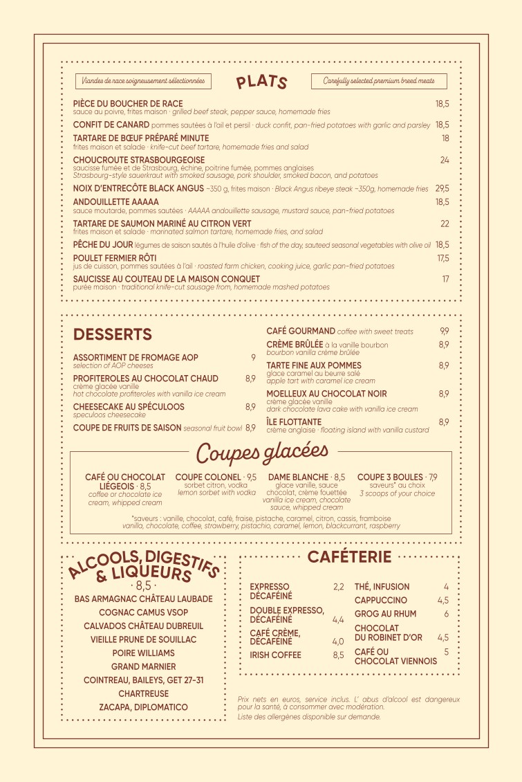 Le Robinet d'Or Restaurant & Bar Canal Saint Martin menu 2