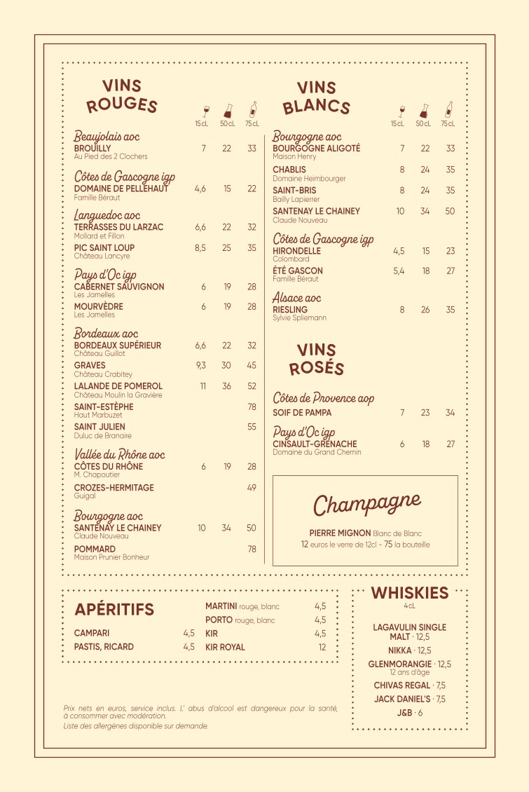 Le Robinet d'Or Restaurant & Bar Canal Saint Martin menu 3
