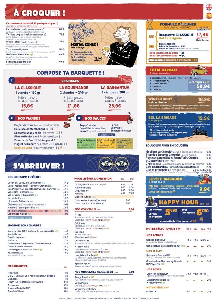 La Brigade - La Défense Westfield les 4 Temps - Restaurante Puteaux menu 1