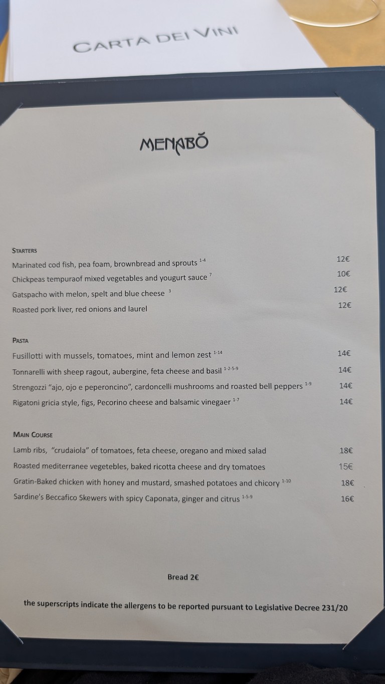 Menabó Vino e Cucina menu 1