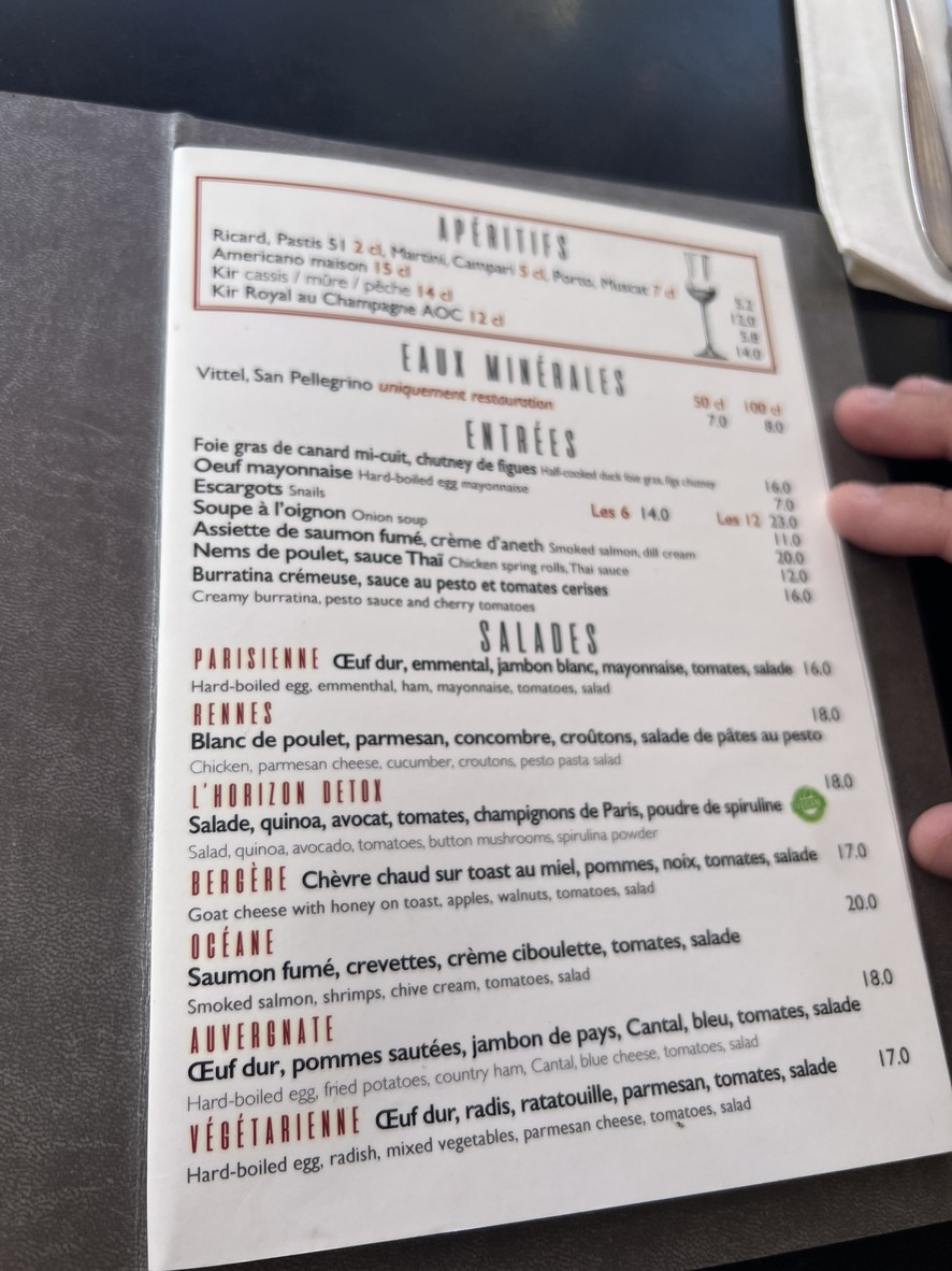 L'Horizon menu 1