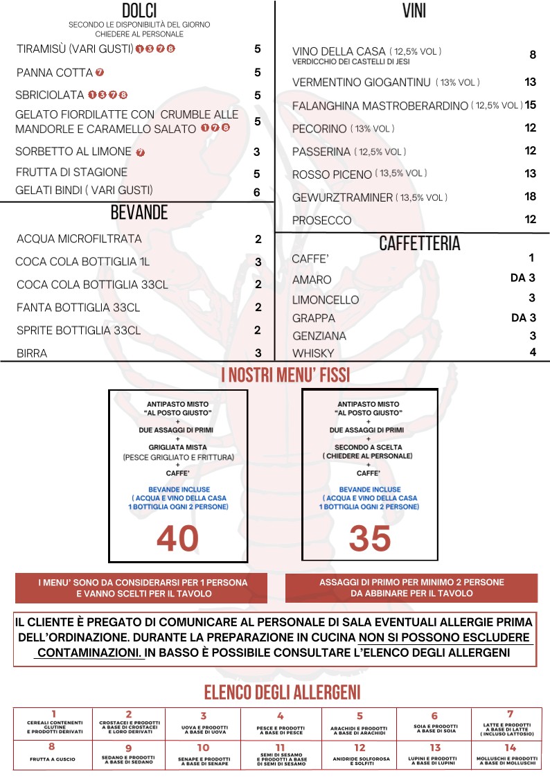 Al Posto Giusto menu 2