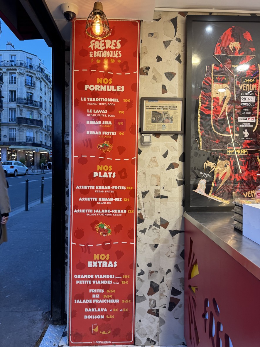 Kebab des Batignolles menu 1