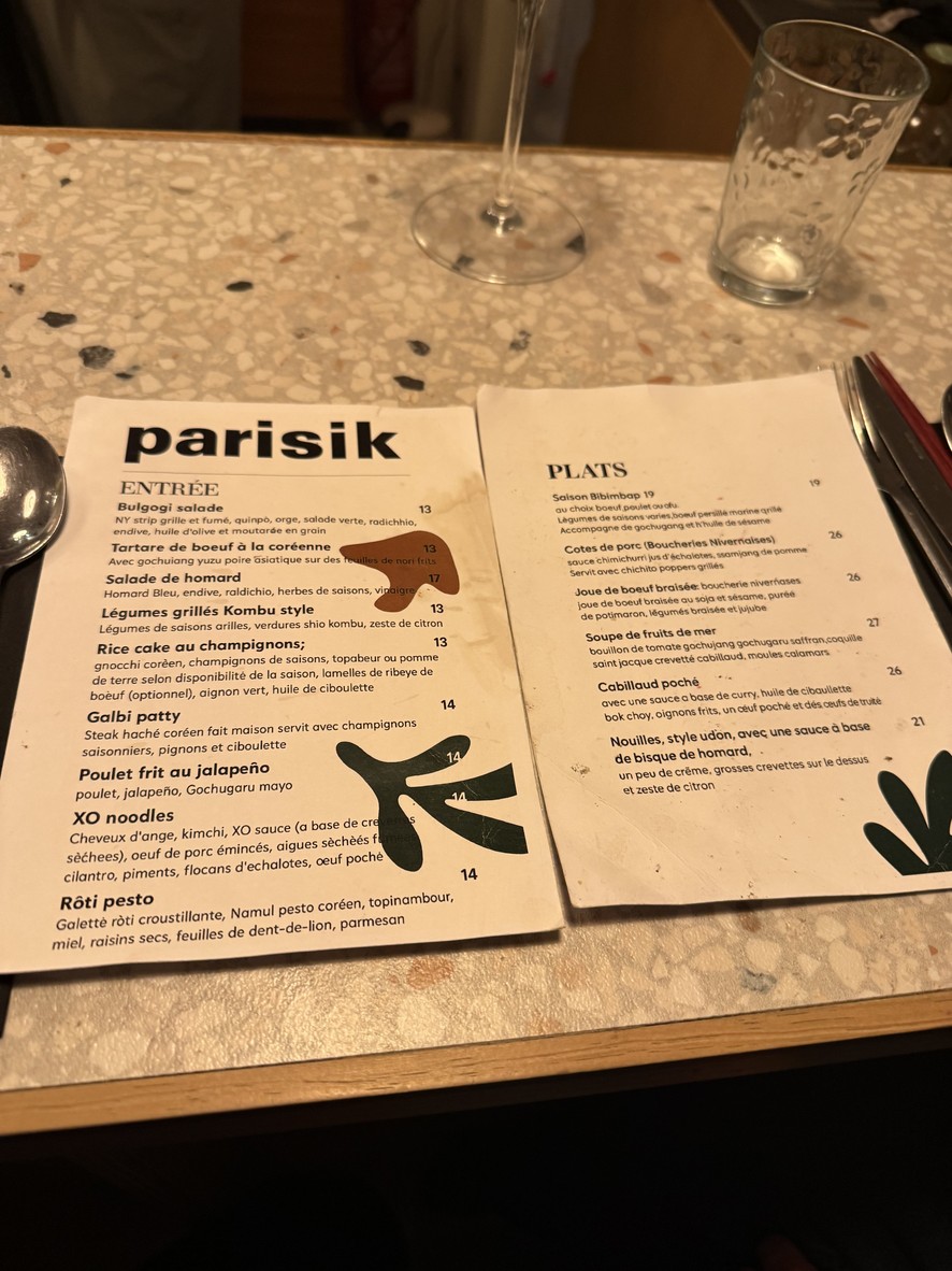 Parisik menu 1