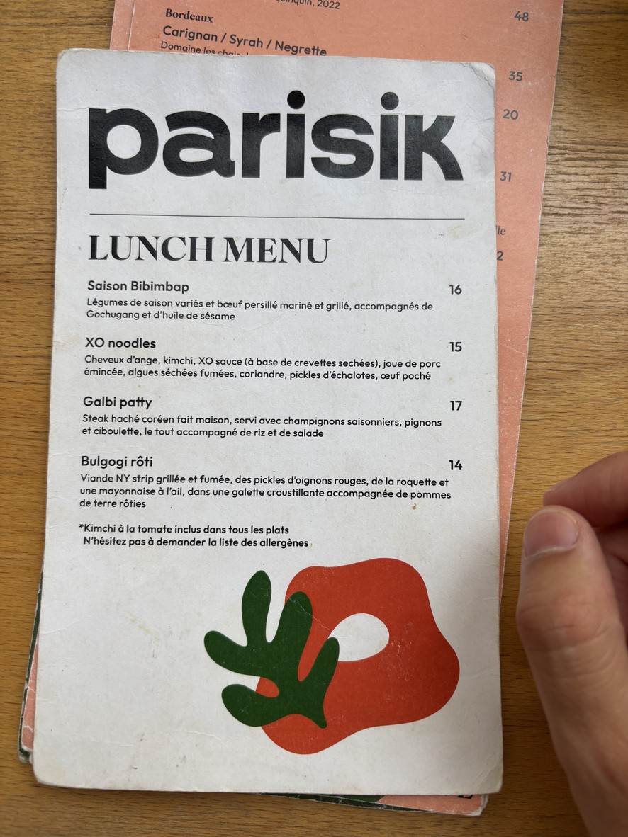 Parisik menu 2
