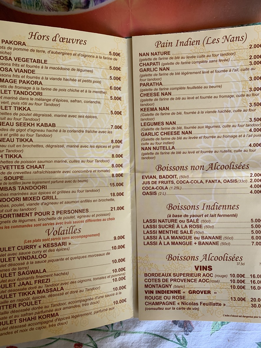 Kessari Inde menu 1