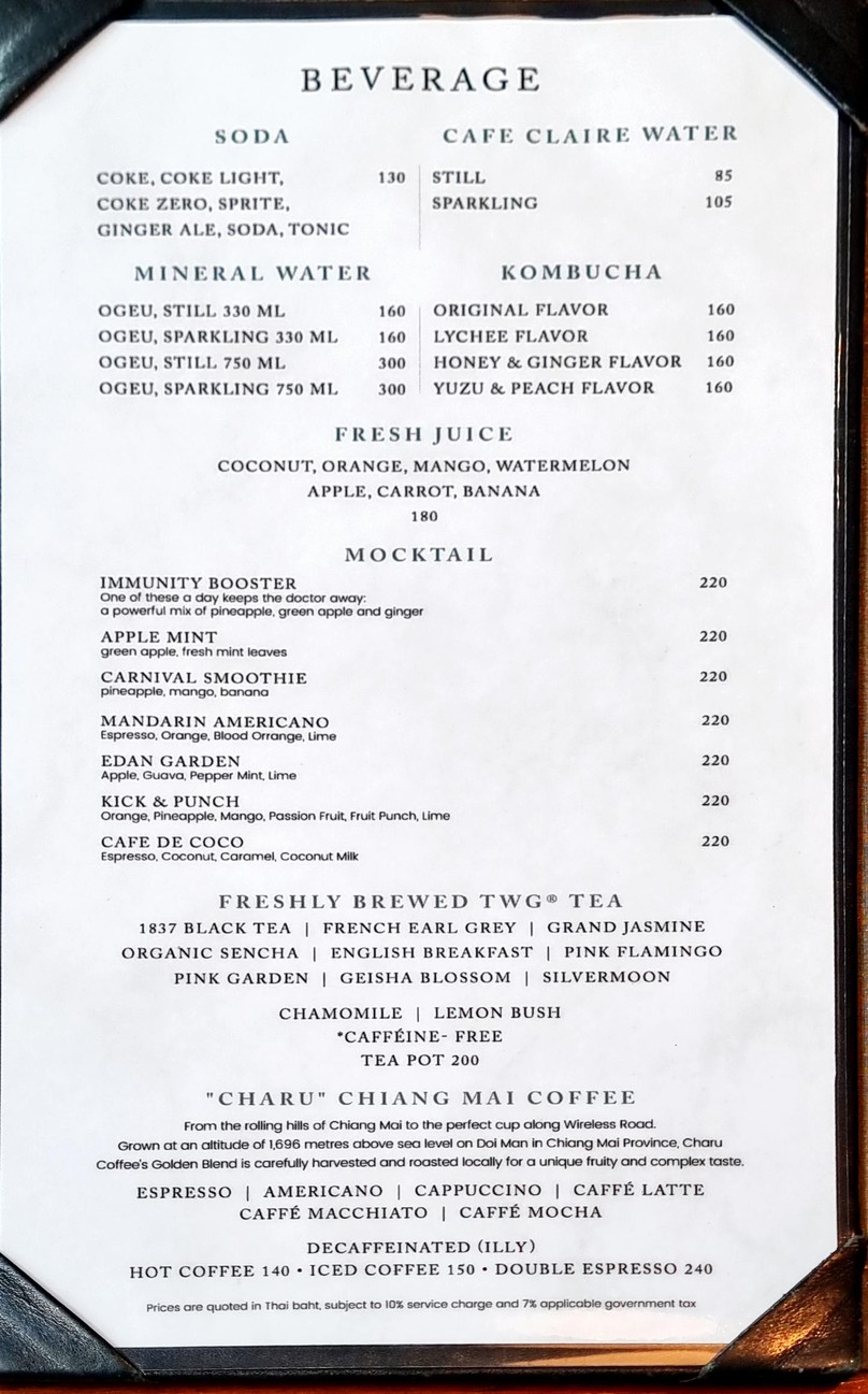 Café Claire menu 1
