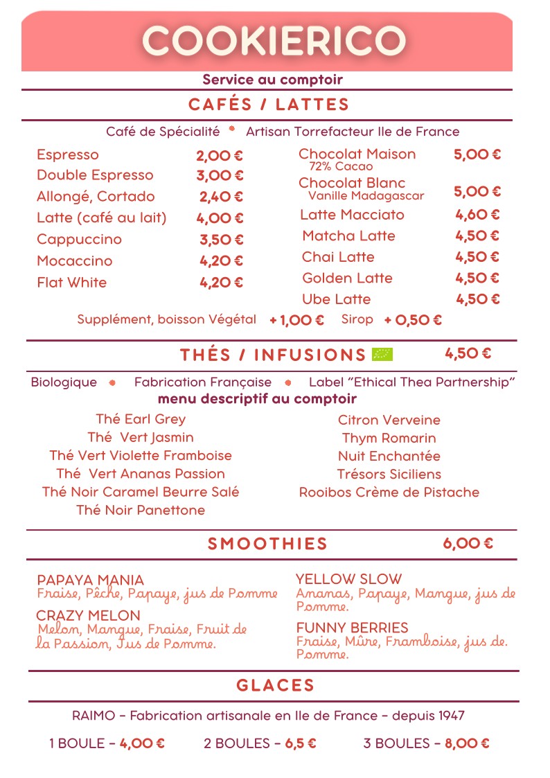 Cookierico chez La Petite Cantine menu 2
