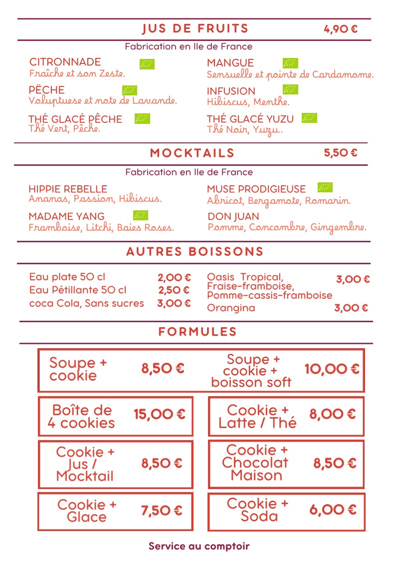 Cookierico chez La Petite Cantine menu 3