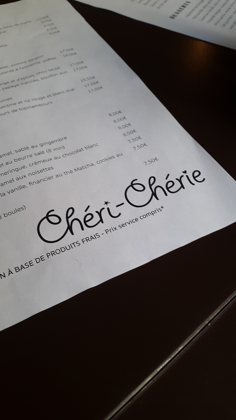 Chéri-Chérie. menu 2