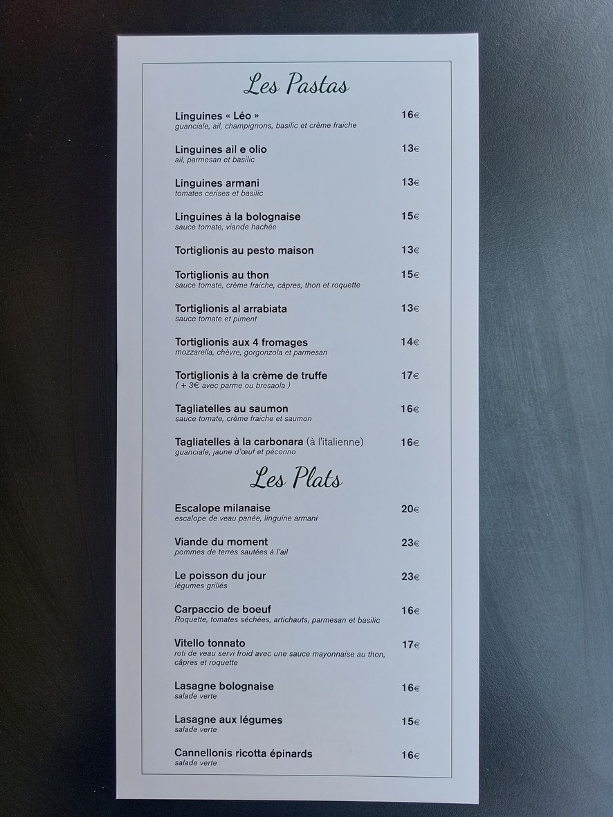 Chez Léo ~ Restaurant Italien menu 2