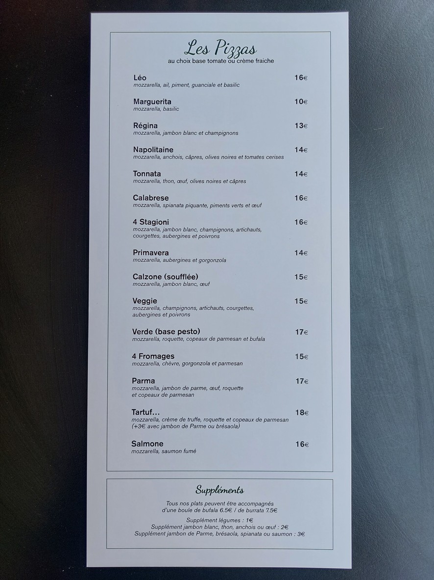 Chez Léo ~ Restaurant Italien menu 3