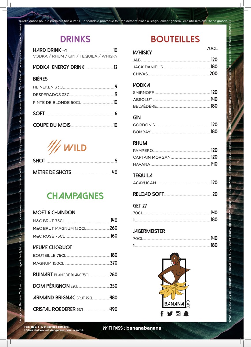 Banana Café Paris menu 2