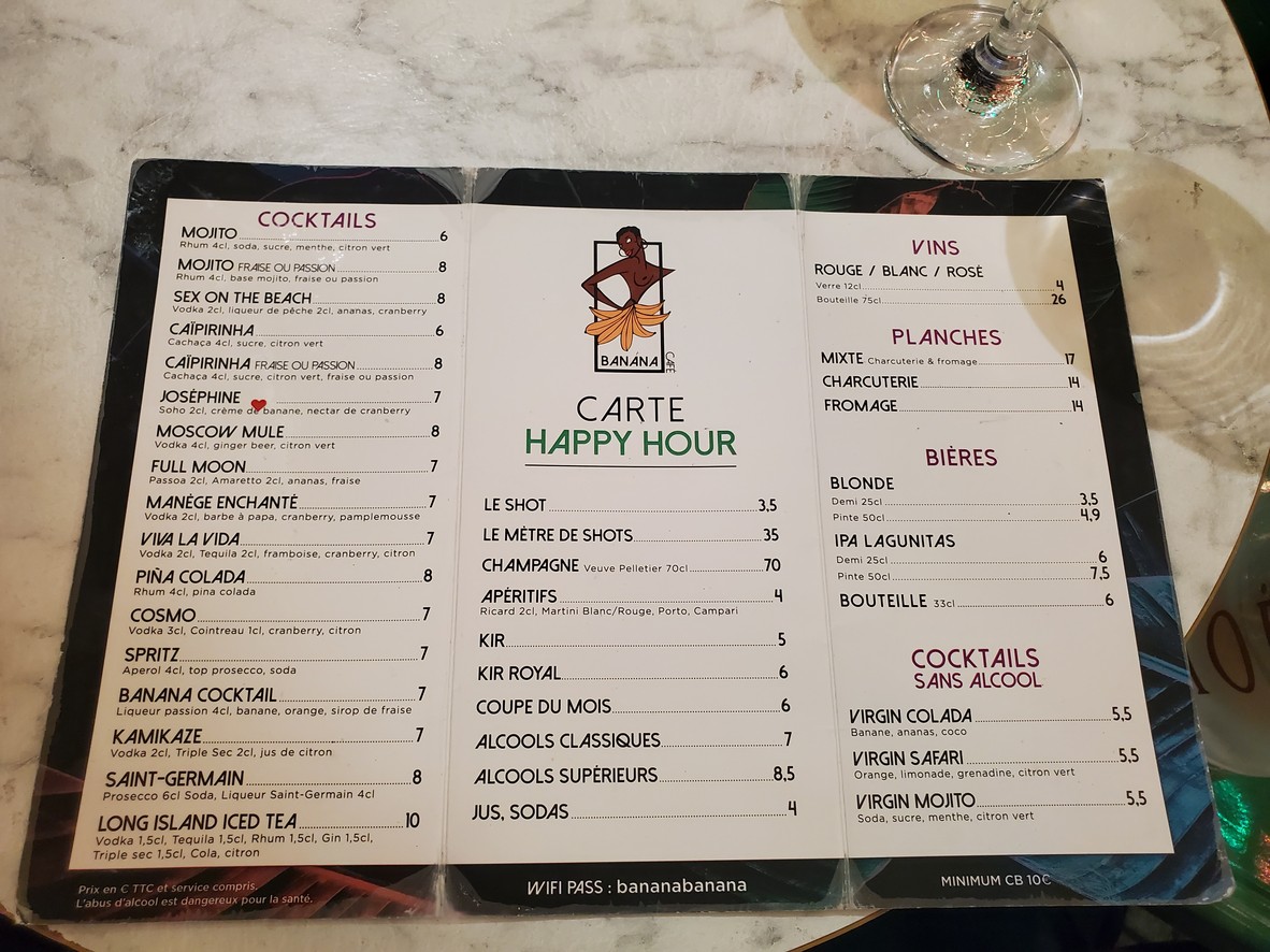 Banana Café Paris menu 3